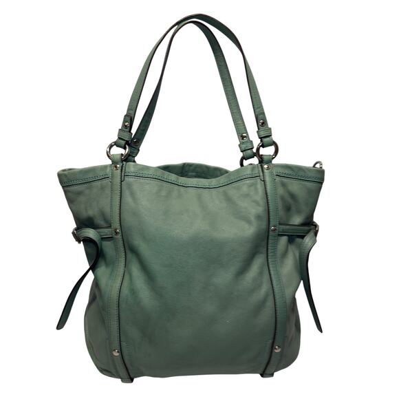 COACH AUDREY ANDIE  #17064 CINCHED JADE GREEN LEATHER TOTE - Picture 1 of 10